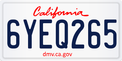 CA license plate 6YEQ265