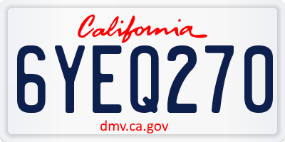 CA license plate 6YEQ270
