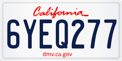 CA license plate 6YEQ277