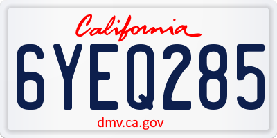 CA license plate 6YEQ285