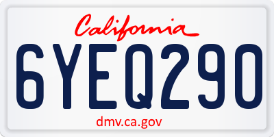 CA license plate 6YEQ290