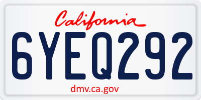 CA license plate 6YEQ292
