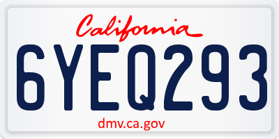 CA license plate 6YEQ293