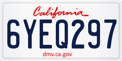 CA license plate 6YEQ297