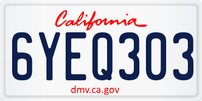 CA license plate 6YEQ303