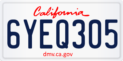 CA license plate 6YEQ305