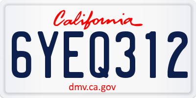 CA license plate 6YEQ312