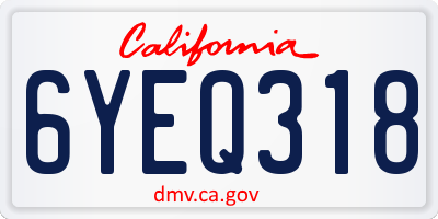 CA license plate 6YEQ318