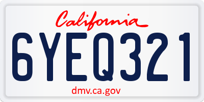 CA license plate 6YEQ321