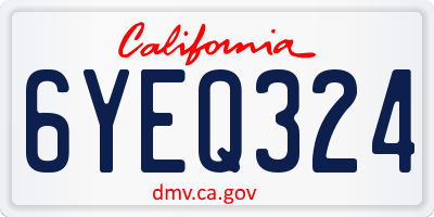 CA license plate 6YEQ324