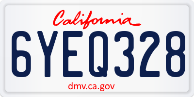 CA license plate 6YEQ328