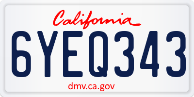 CA license plate 6YEQ343
