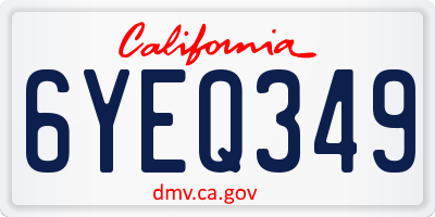 CA license plate 6YEQ349