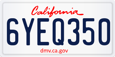 CA license plate 6YEQ350