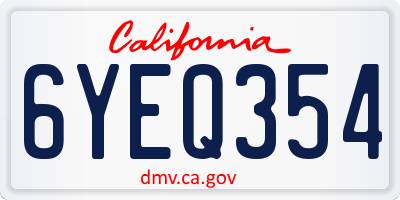 CA license plate 6YEQ354