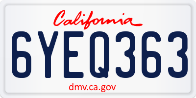 CA license plate 6YEQ363