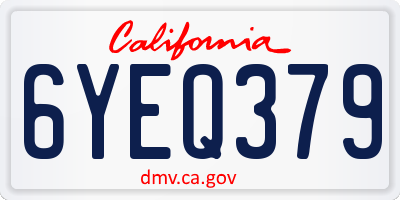 CA license plate 6YEQ379