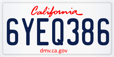 CA license plate 6YEQ386