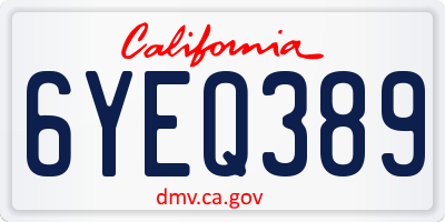 CA license plate 6YEQ389