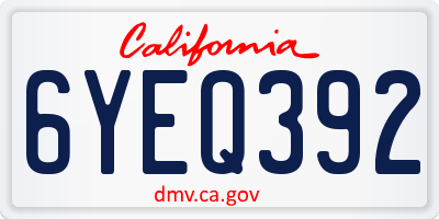 CA license plate 6YEQ392