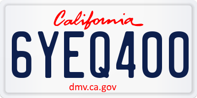 CA license plate 6YEQ400