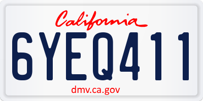 CA license plate 6YEQ411