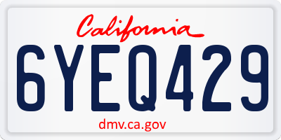 CA license plate 6YEQ429