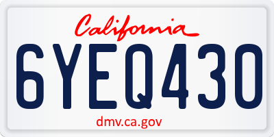 CA license plate 6YEQ430
