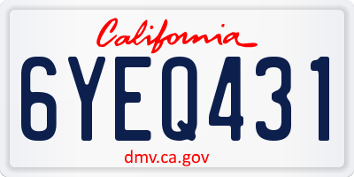 CA license plate 6YEQ431