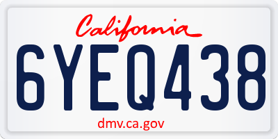 CA license plate 6YEQ438