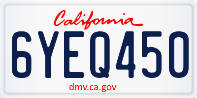 CA license plate 6YEQ450
