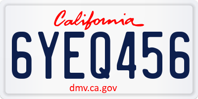 CA license plate 6YEQ456