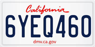 CA license plate 6YEQ460