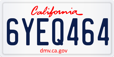 CA license plate 6YEQ464