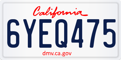 CA license plate 6YEQ475