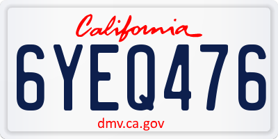 CA license plate 6YEQ476
