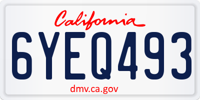 CA license plate 6YEQ493