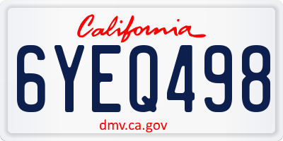 CA license plate 6YEQ498