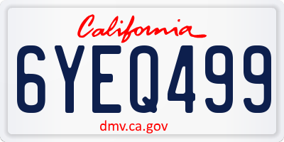 CA license plate 6YEQ499