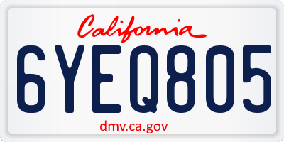 CA license plate 6YEQ805