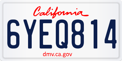CA license plate 6YEQ814