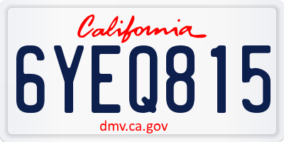 CA license plate 6YEQ815