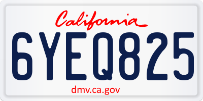CA license plate 6YEQ825