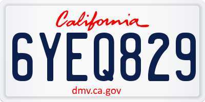 CA license plate 6YEQ829