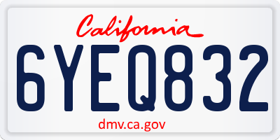 CA license plate 6YEQ832