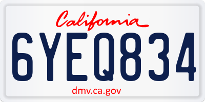 CA license plate 6YEQ834