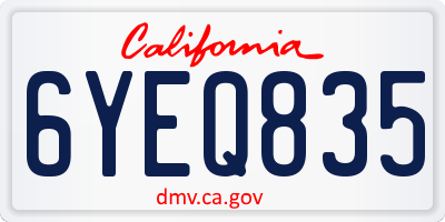 CA license plate 6YEQ835
