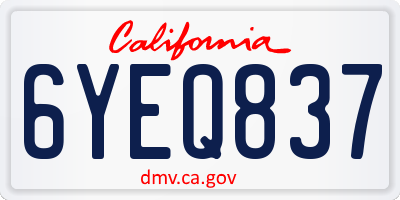 CA license plate 6YEQ837