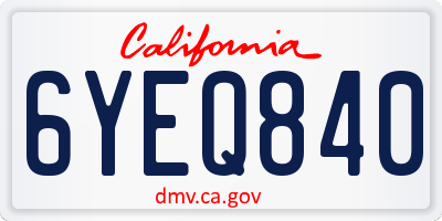 CA license plate 6YEQ840