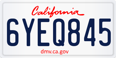 CA license plate 6YEQ845